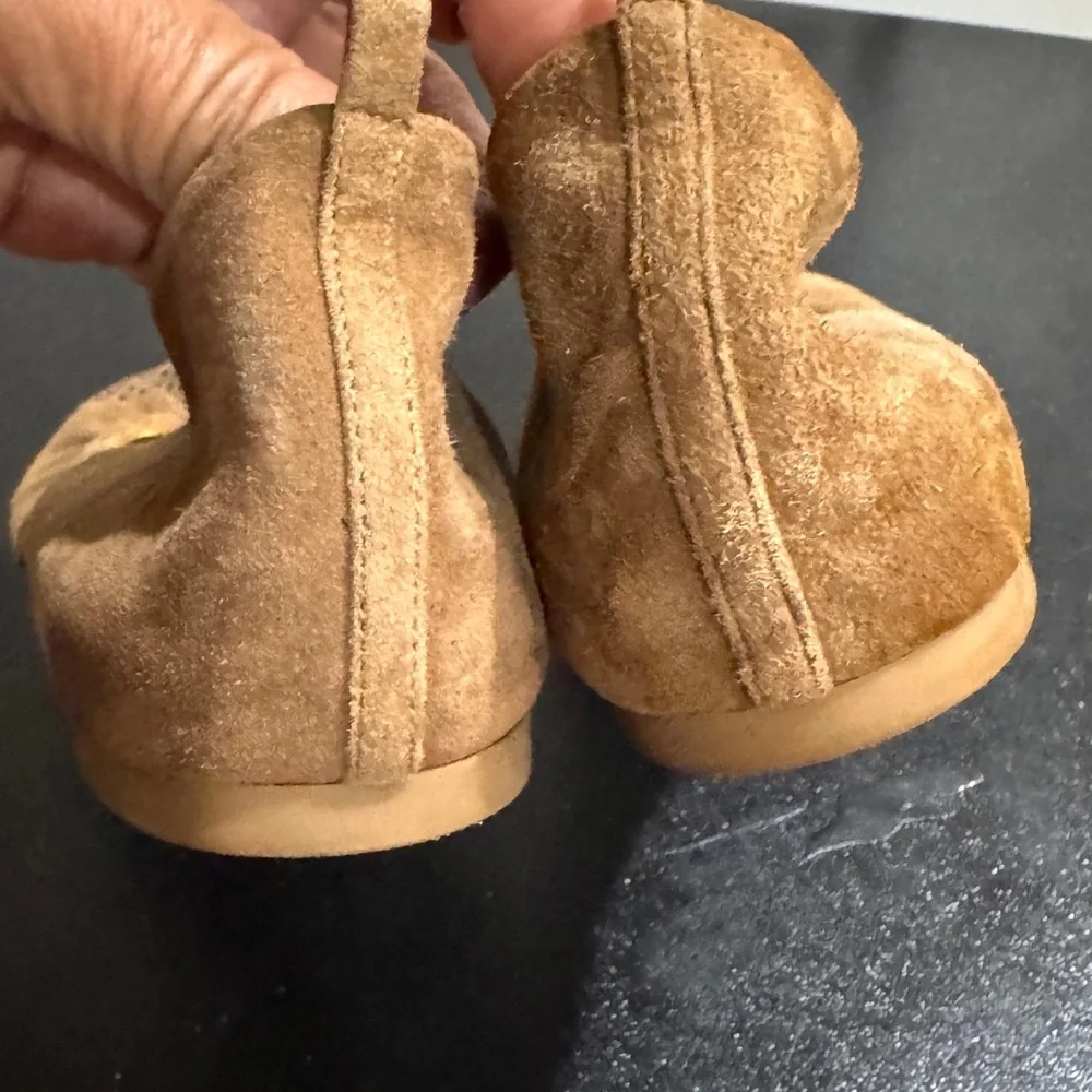J. Crew Tan Suede Studded Flats 8.5 made in Italy